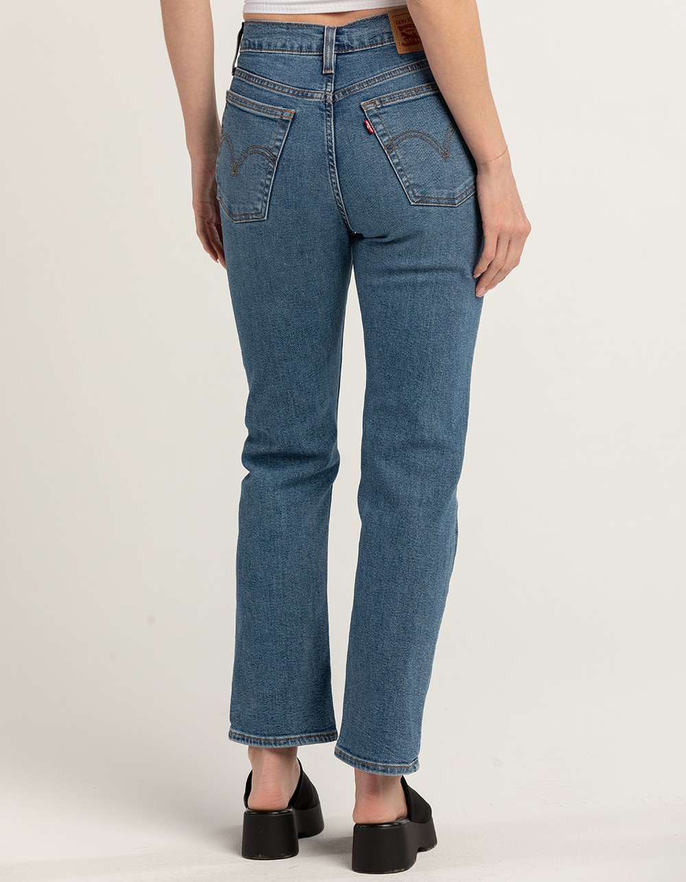 LEVI'S Wedgie Straight Womens Jeans - Summer Love In The Mist - MED BLAST