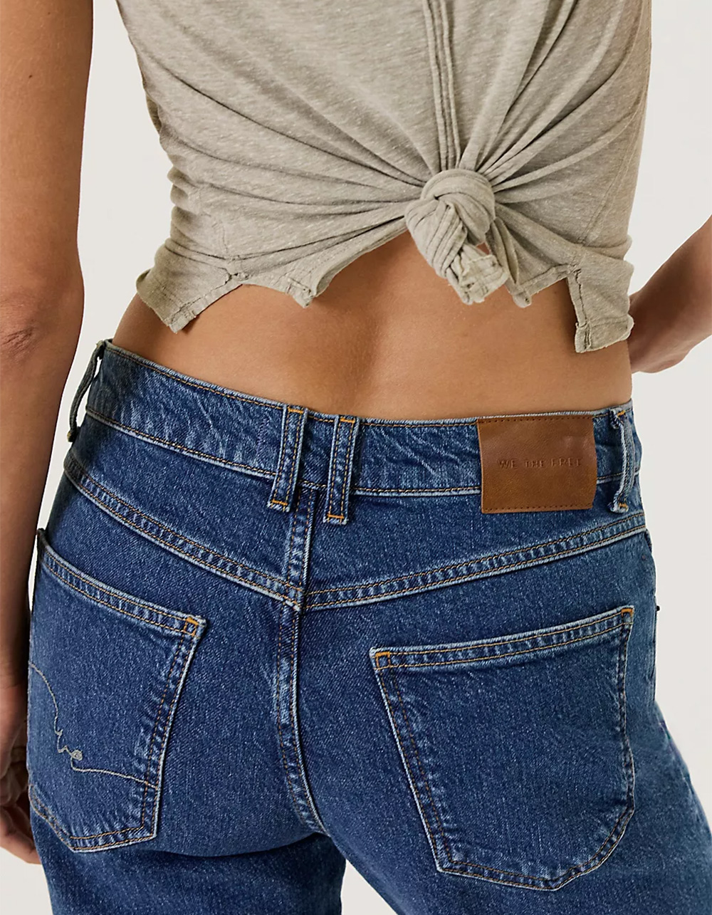 FREE PEOPLE Risk Taker Womens Mid Rise Straight Jeans - MEDIUM WASH