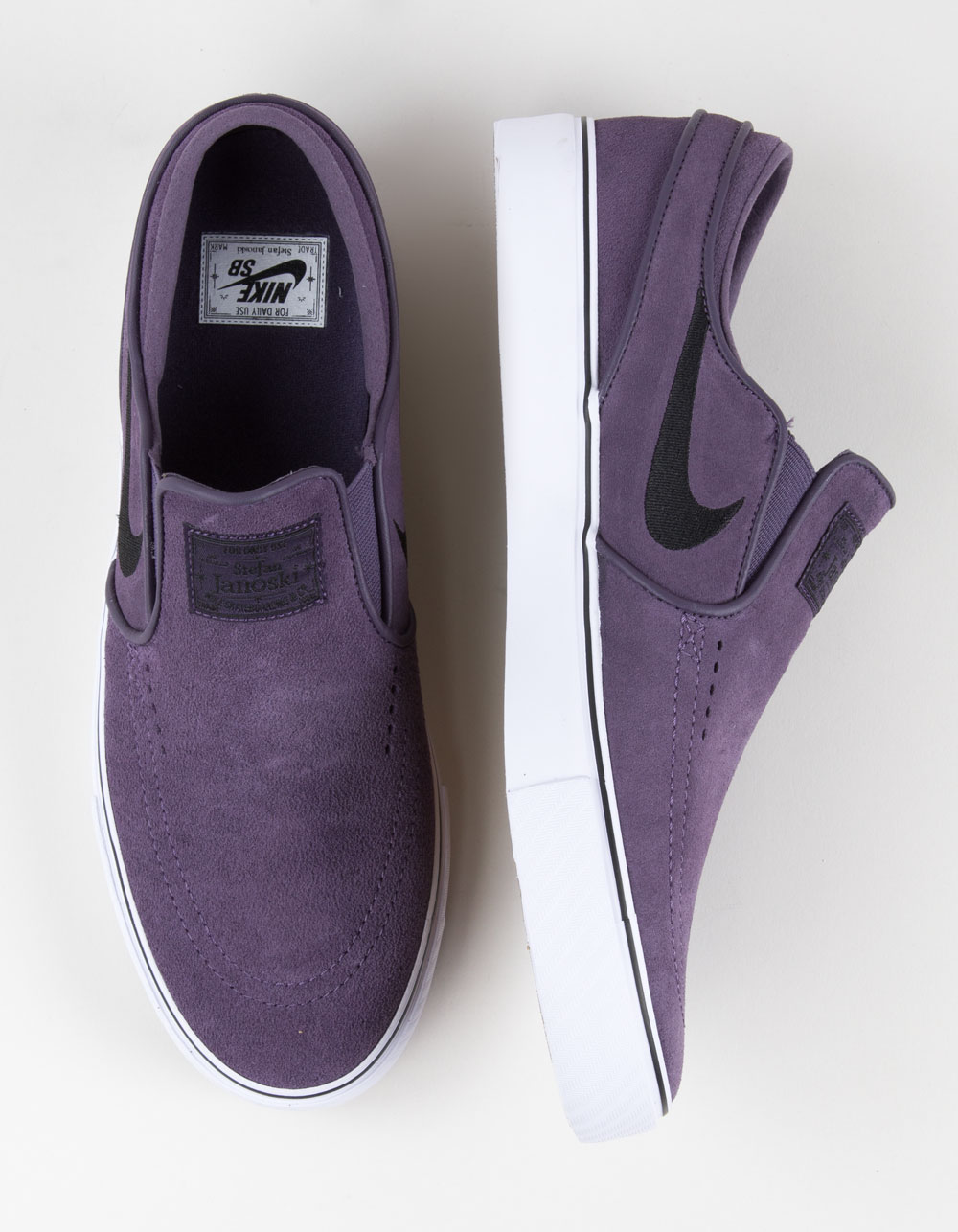 NIKE SB Janoski+ Slip-On Skate Shoes - PURPLE/BLACK
