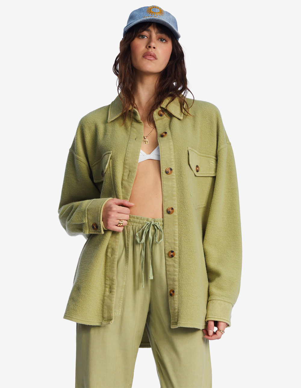BILLABONG Anytime Shacket Oversized ButtonThrough Womens Jacket