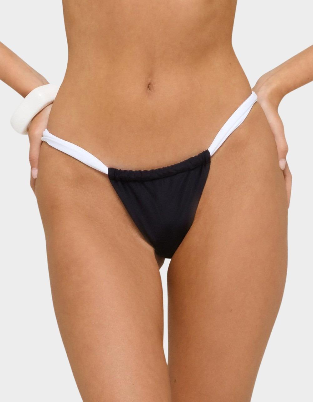 EDIKTED Romana Contrast Bikini Bottoms - BLACK