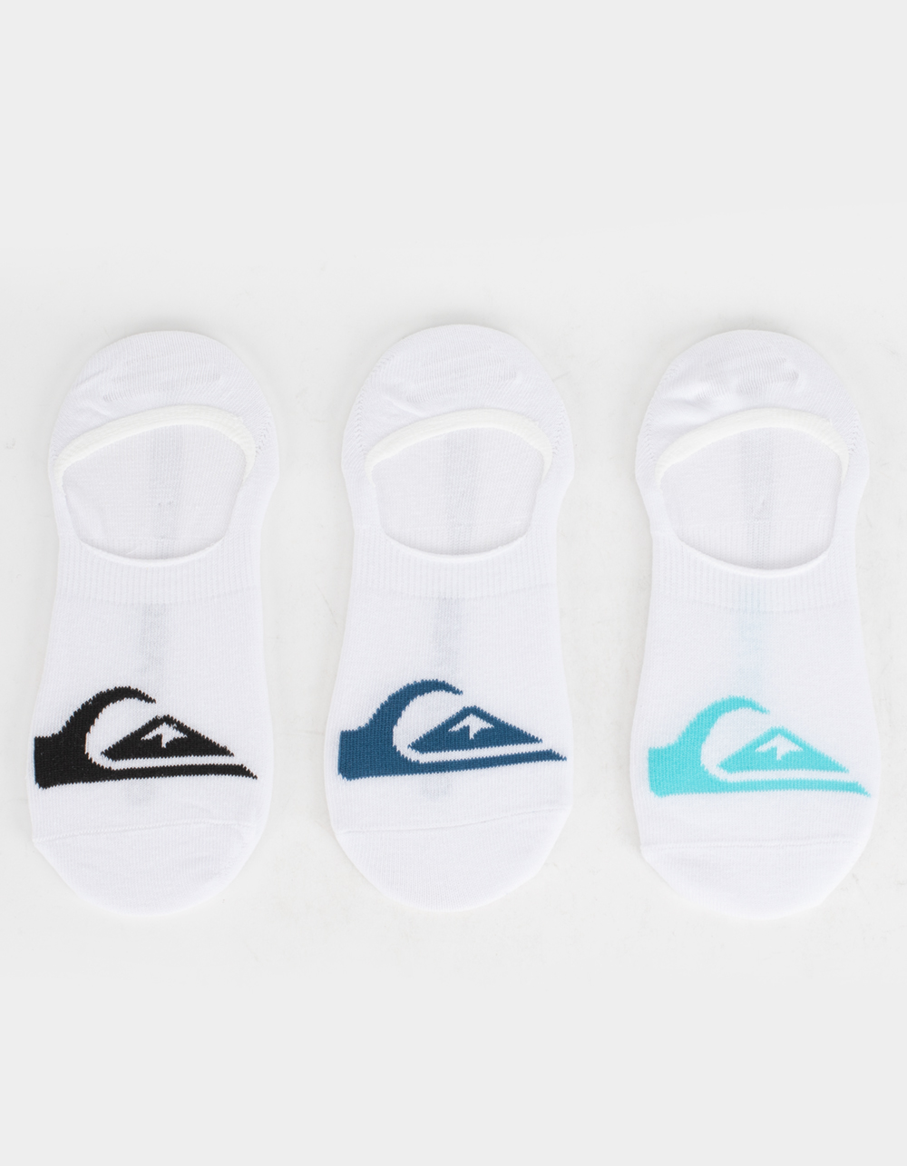 QUIKSILVER 3 Pack Oversized Logo Mens No Show Socks WHITE Tillys