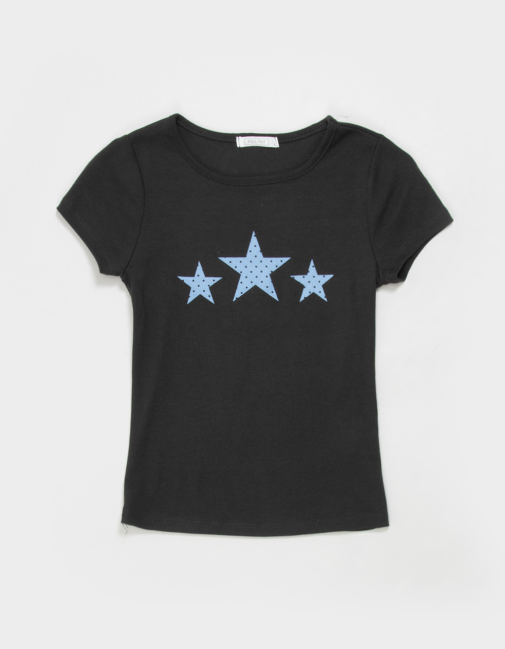 FULL TILT Polka Dot Star Girls Tee - WASHED BLACK