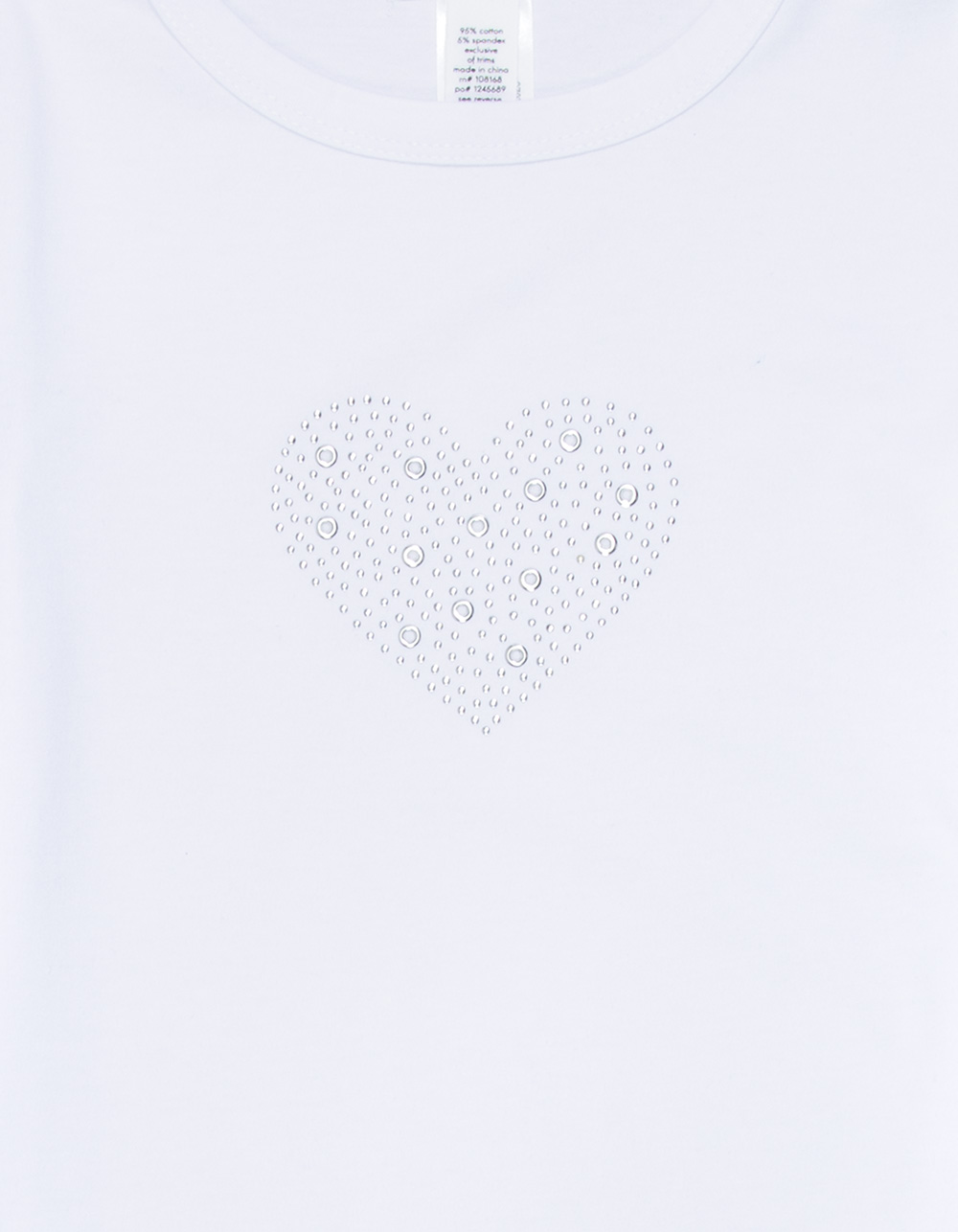 FULL TILT Heart Stud Girls Tee - WHITE
