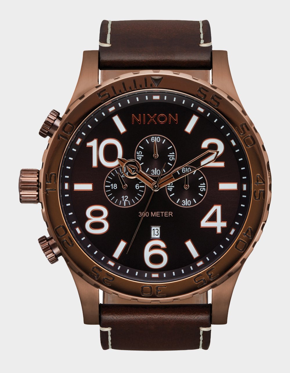 NIXON 51-30 Chrono Leather Watch - CHOCOLATE