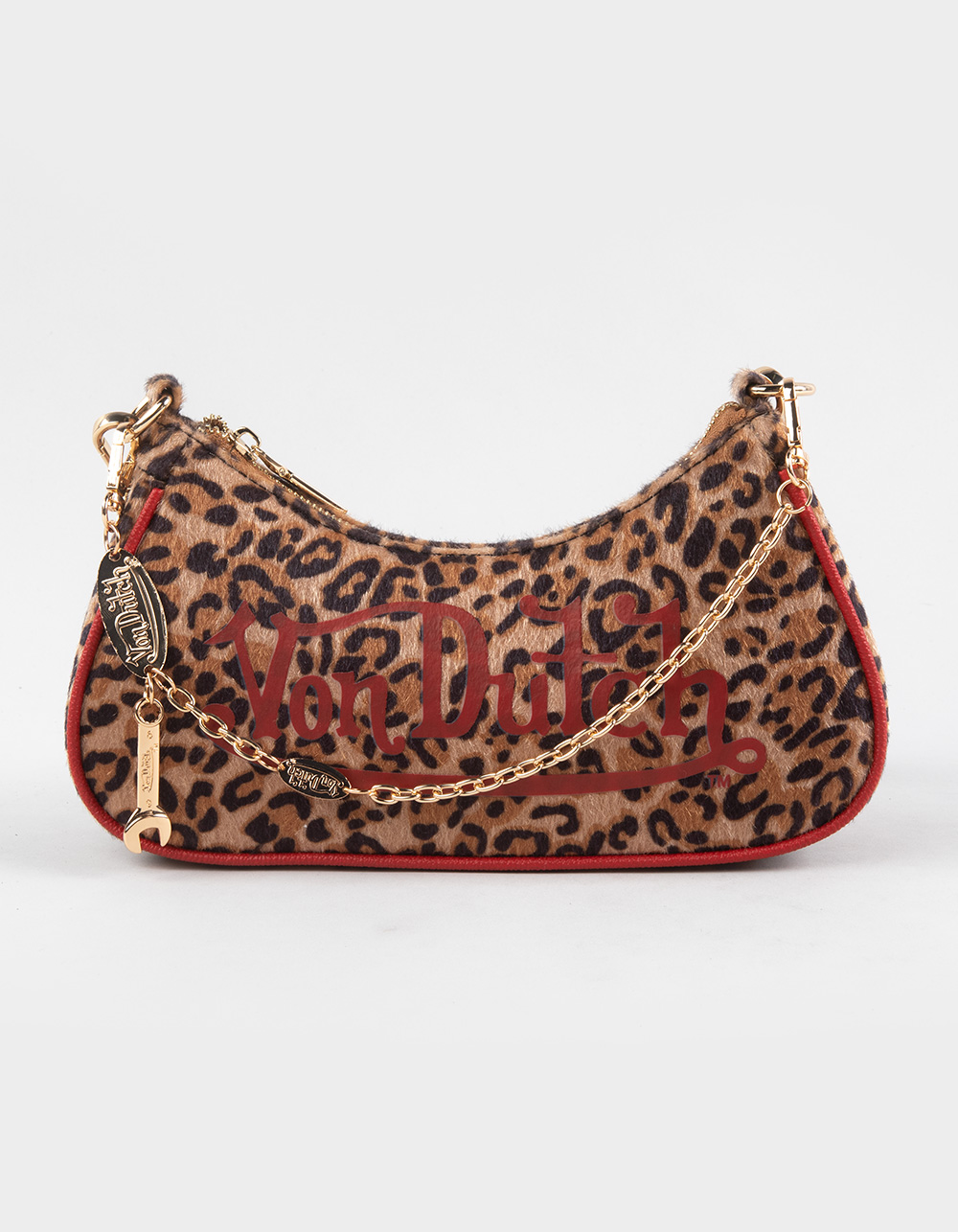 VON DUTCH Leopard Shoulder Bag - LEOPARD/RED