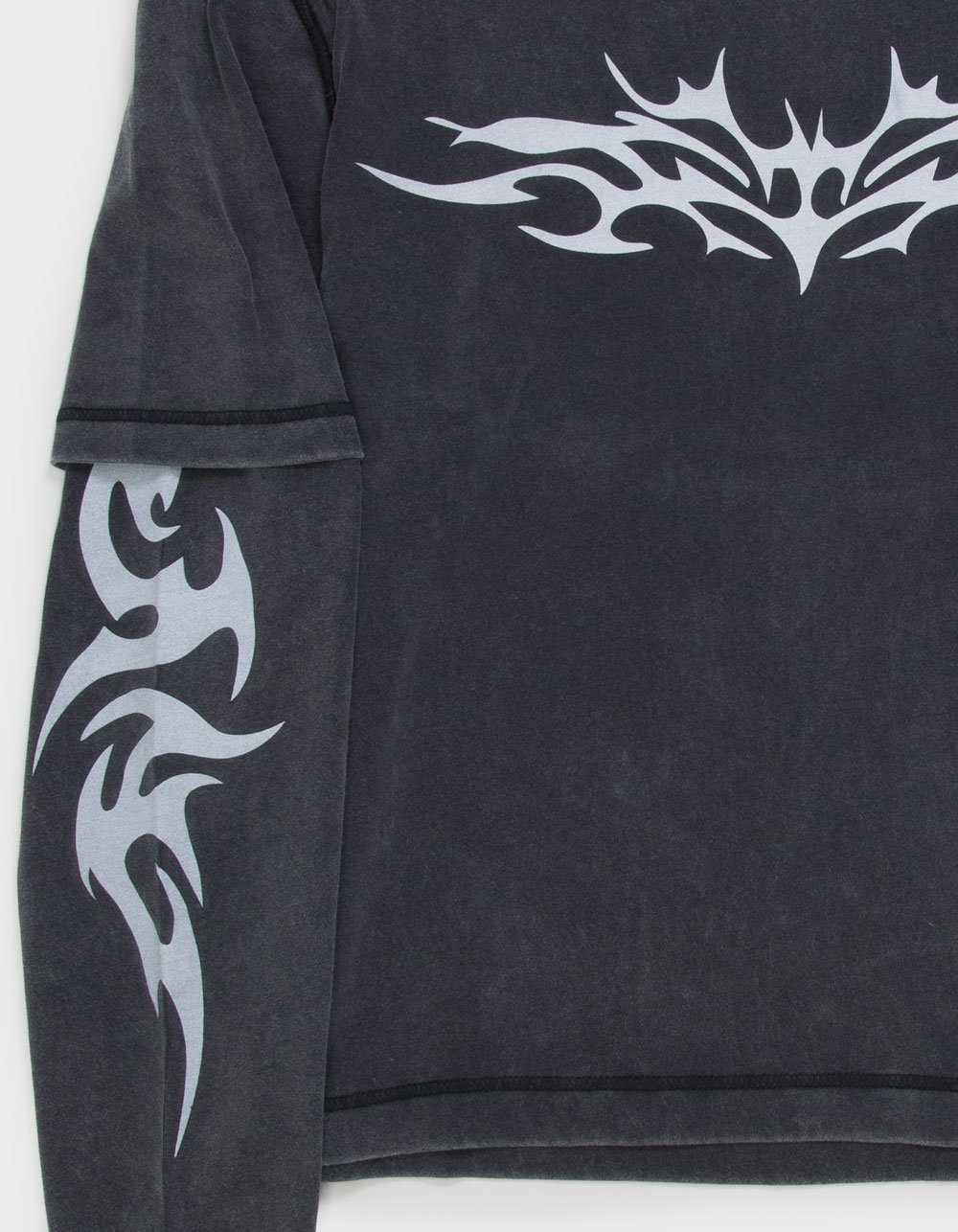 RSQ Mens Long Sleeve Boxy 2fer Tee - BLACK