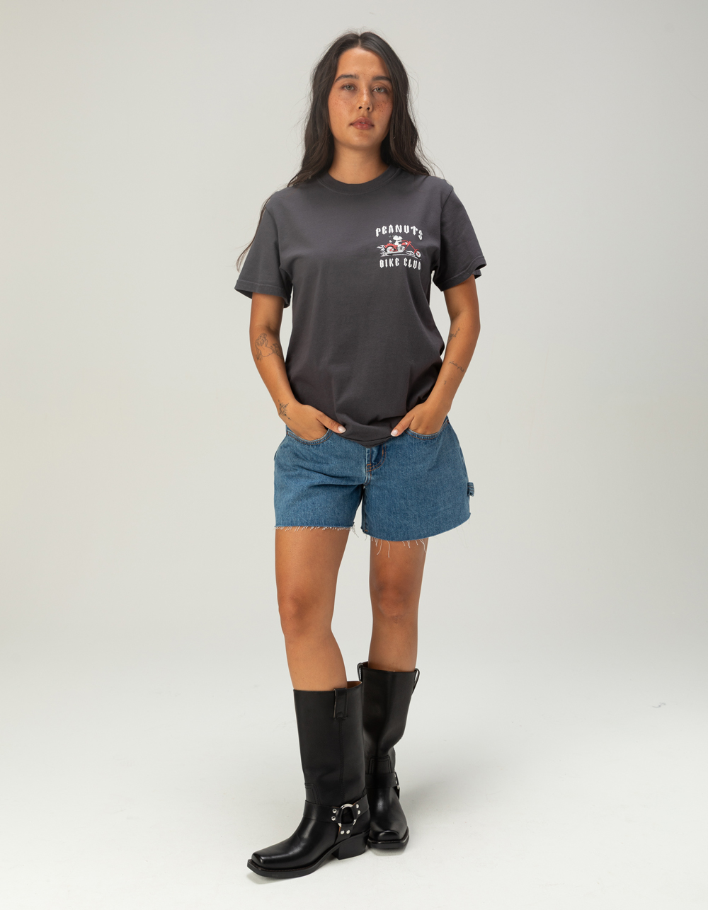 RIOT SOCIETY x Peanuts Snoopy Bike Club Womens Tee - GRAY