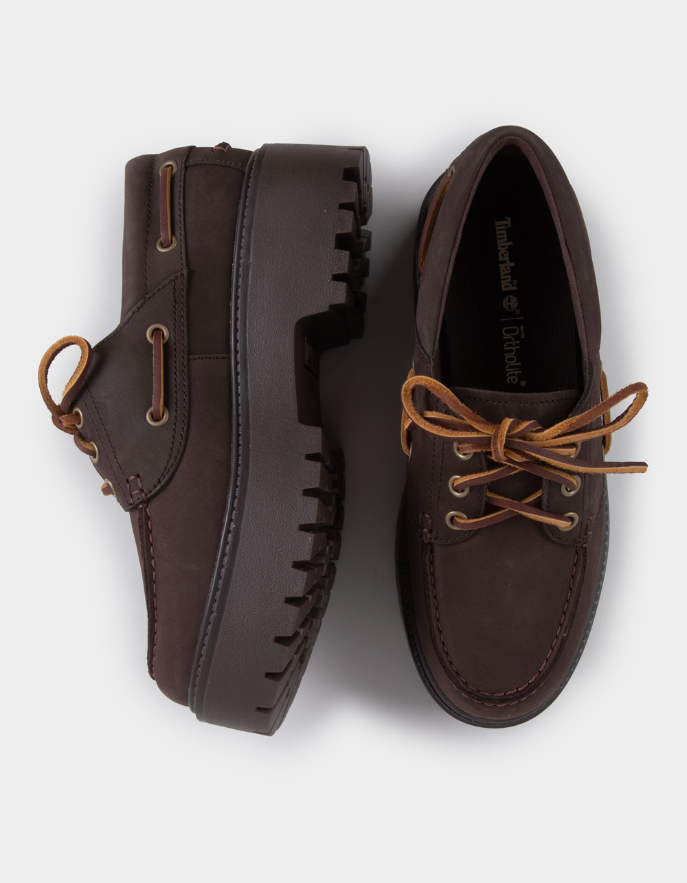 TIMBERLAND Stone Street Womens Platform Boat Shoes - DARK BROWN