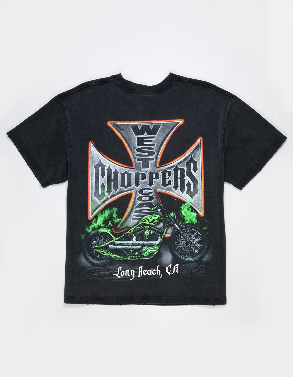 WEST COAST CHOPPERS Orange Hue Mens Boxy Tee - WASHED BLACK
