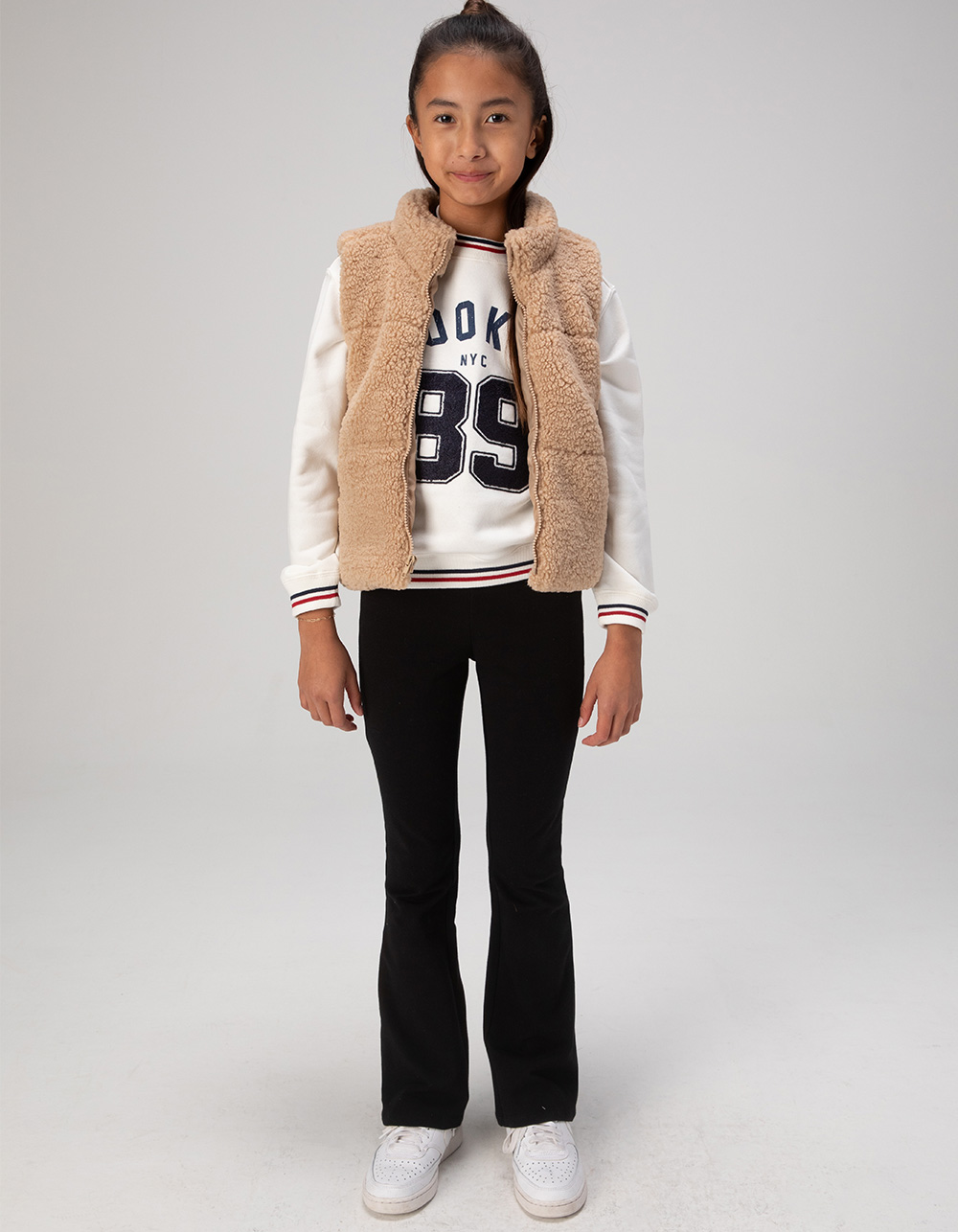 RSQ Girls Sherpa Puffer Vest - TAN