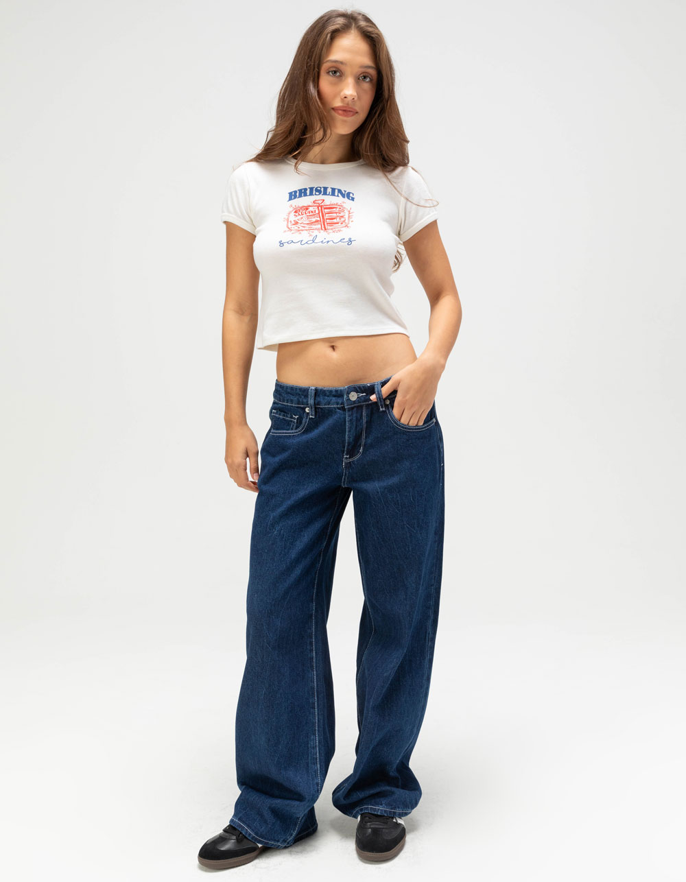 RSQ Womens Low Rise Baggy Jeans - DARK RINSE