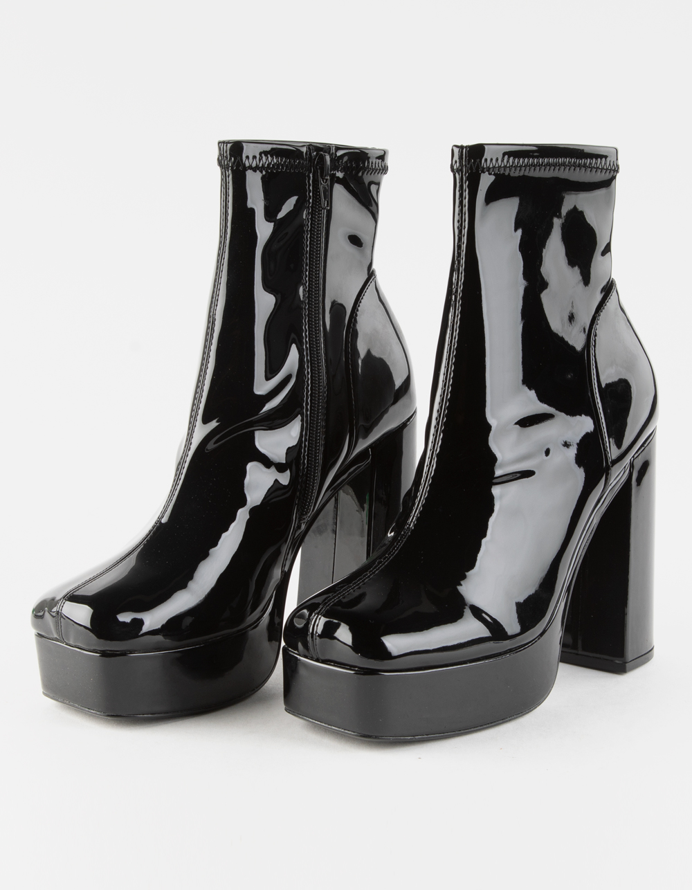 STEVE Bianca Patent Platform Womens Boots BLACK |