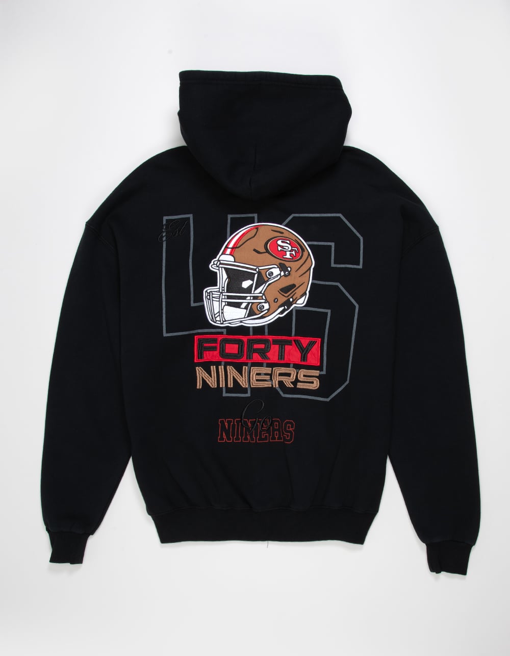 THE WILD COLLECTIVE San Francisco 49ers Mens Zip-Up Hoodie - WASHED BLACK
