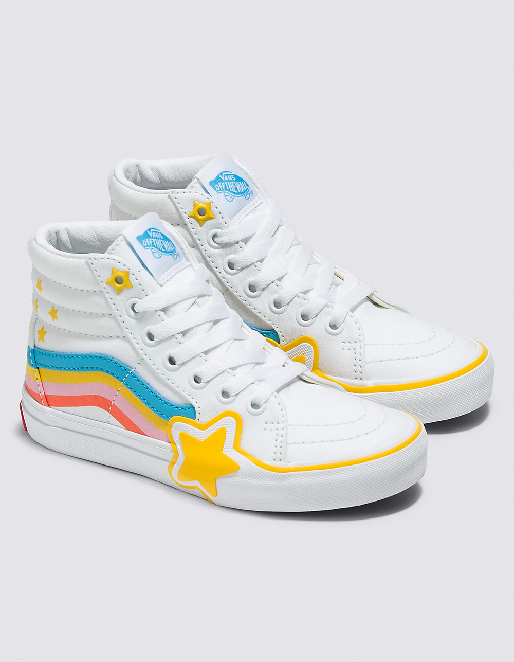 VANS Sk8-Hi Rainbow Star Girls Shoes WHITE Tillys