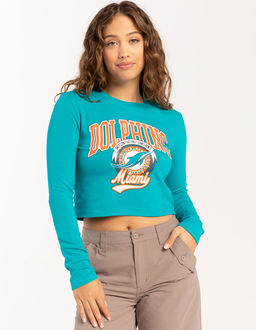 NFL Miami Dolphins Embroidered Womens Crewneck Sweatshirt - AQUA | Tillys