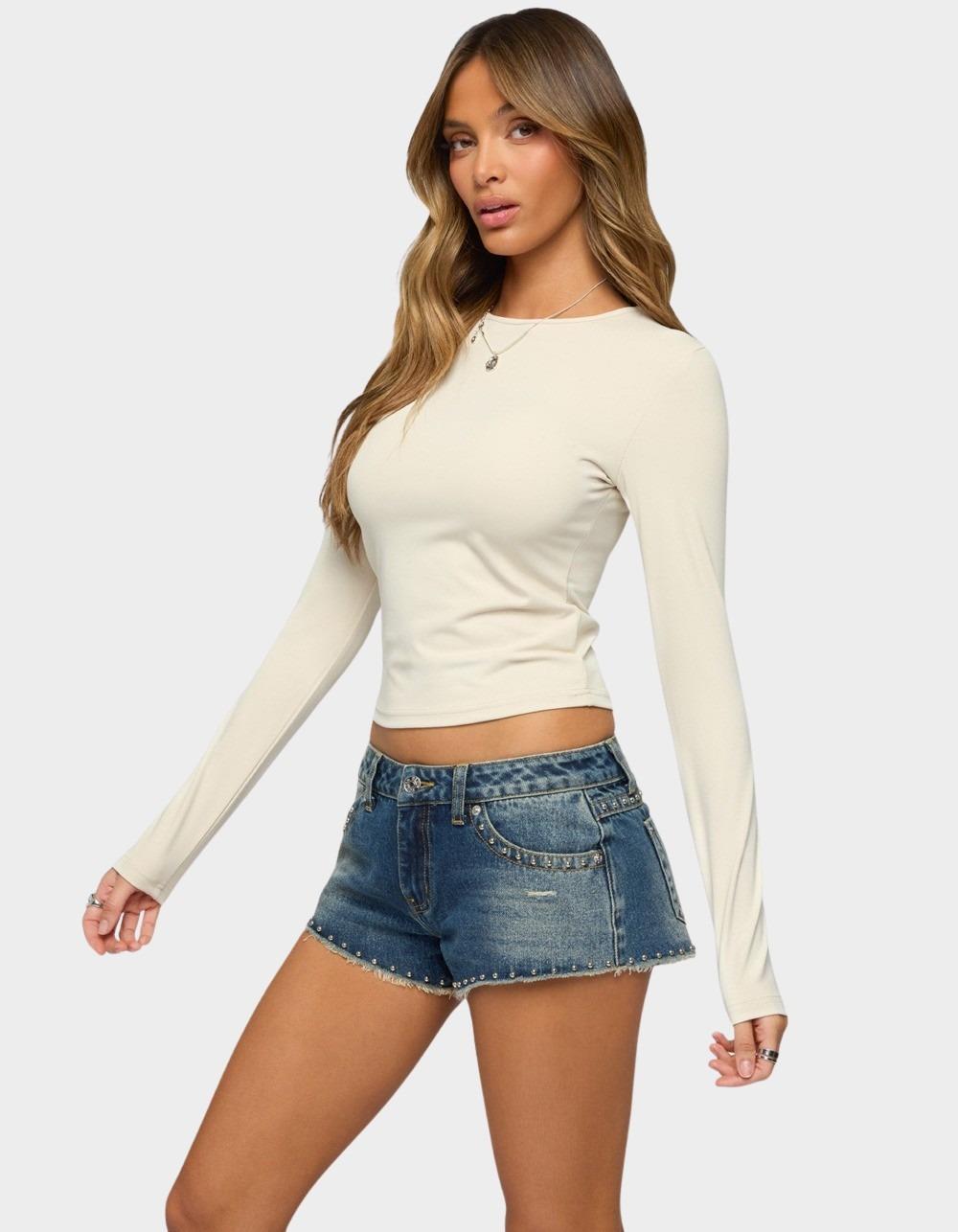 EDIKTED Tay Long Sleeve Top - BEIGE