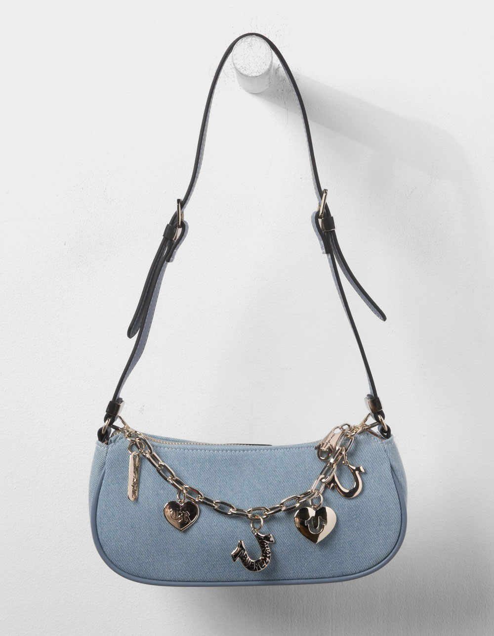TRUE RELIGION Horseshoe Chain Shoulder Bag - DENIM