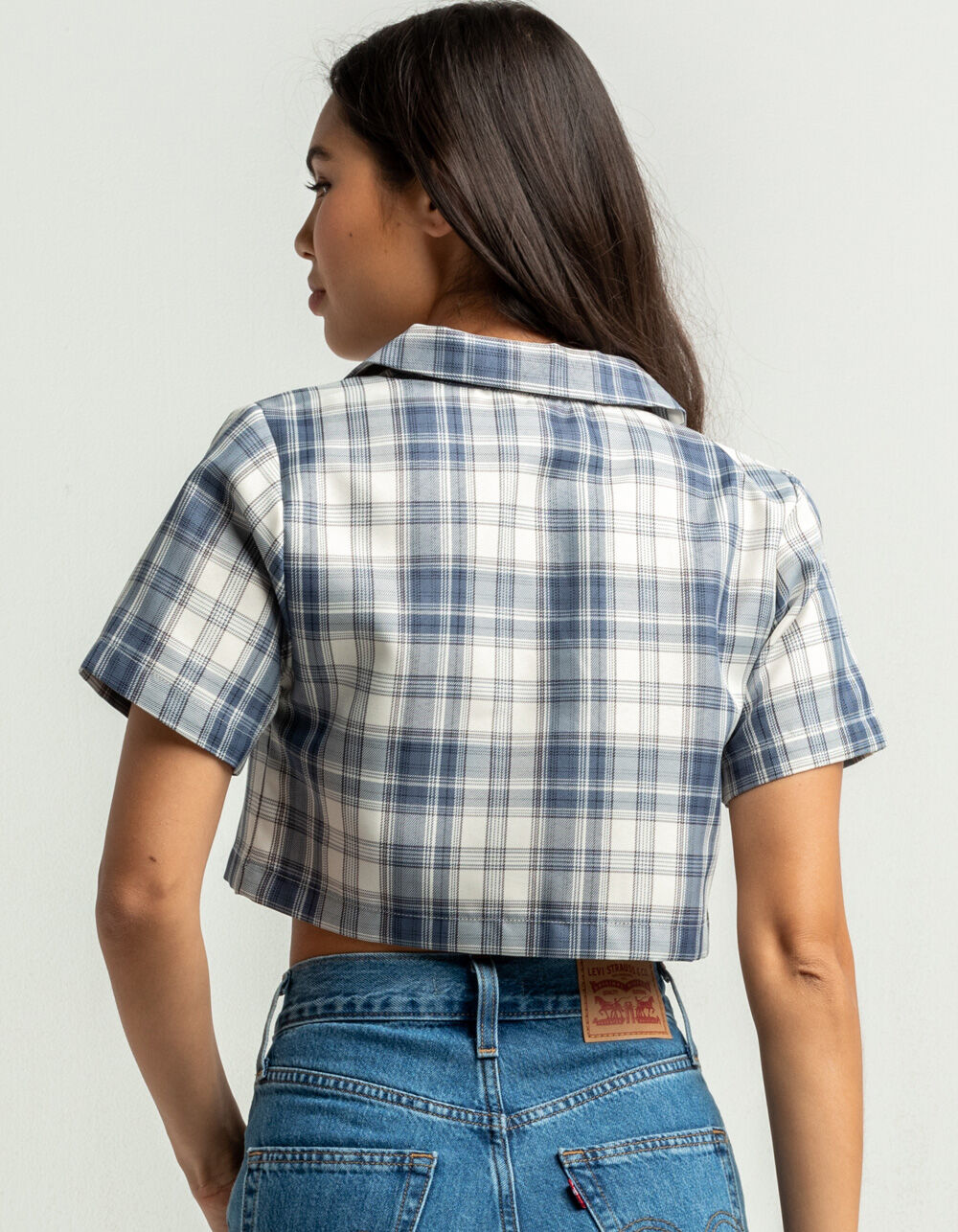 FULL TILT Plaid Womens Navy Camp Shirt NAVCO Tillys