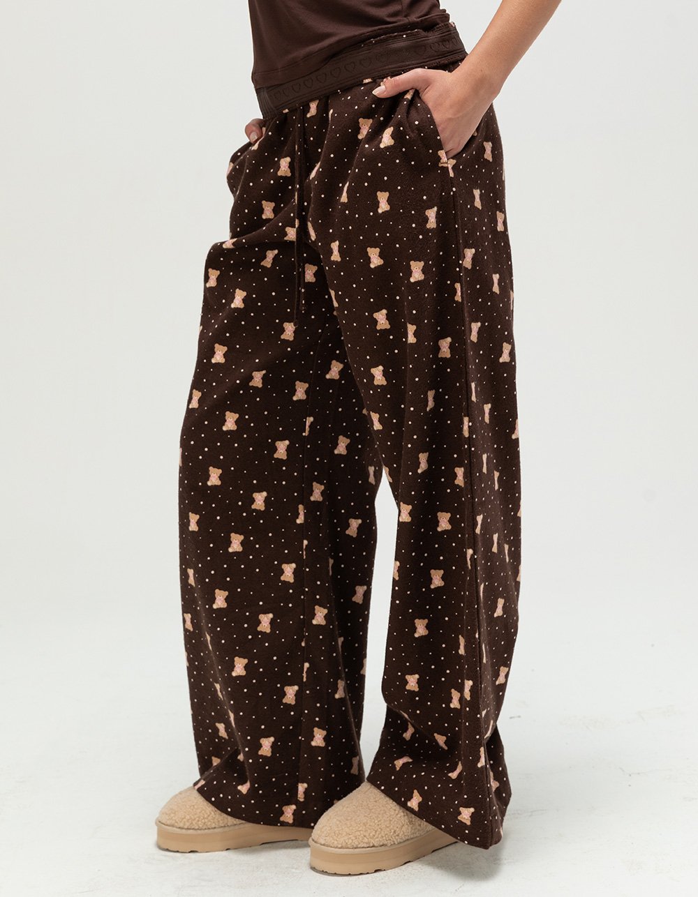 FULL TILT Womens Pajama Pants - BROWN/PINK