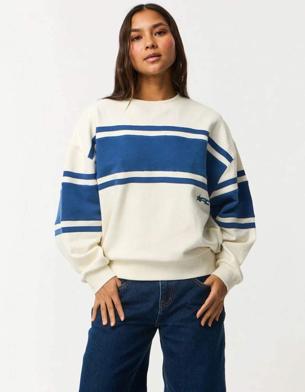 RIP CURL Archive Script Panel Womens Oversized Crewneck Sweatshirt