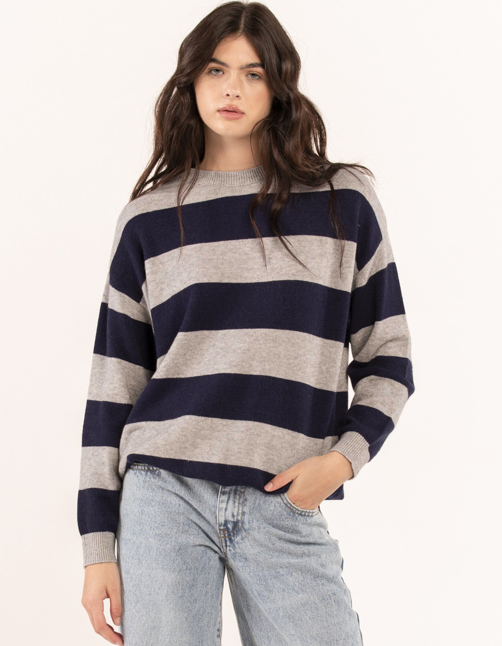 RSQ Rugby Womens Oversized Sweater - NAVY COMBO | Tillys