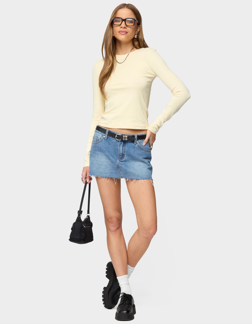 EDIKTED Kiyan Long Sleeve Tee - YELLOW