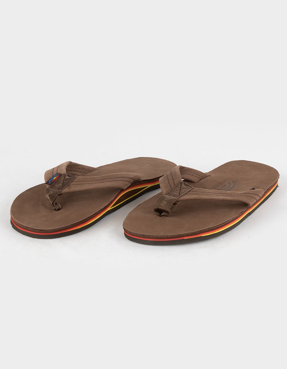 RAINBOW Premier Leather Mens Flip Flops - FADED BROWN