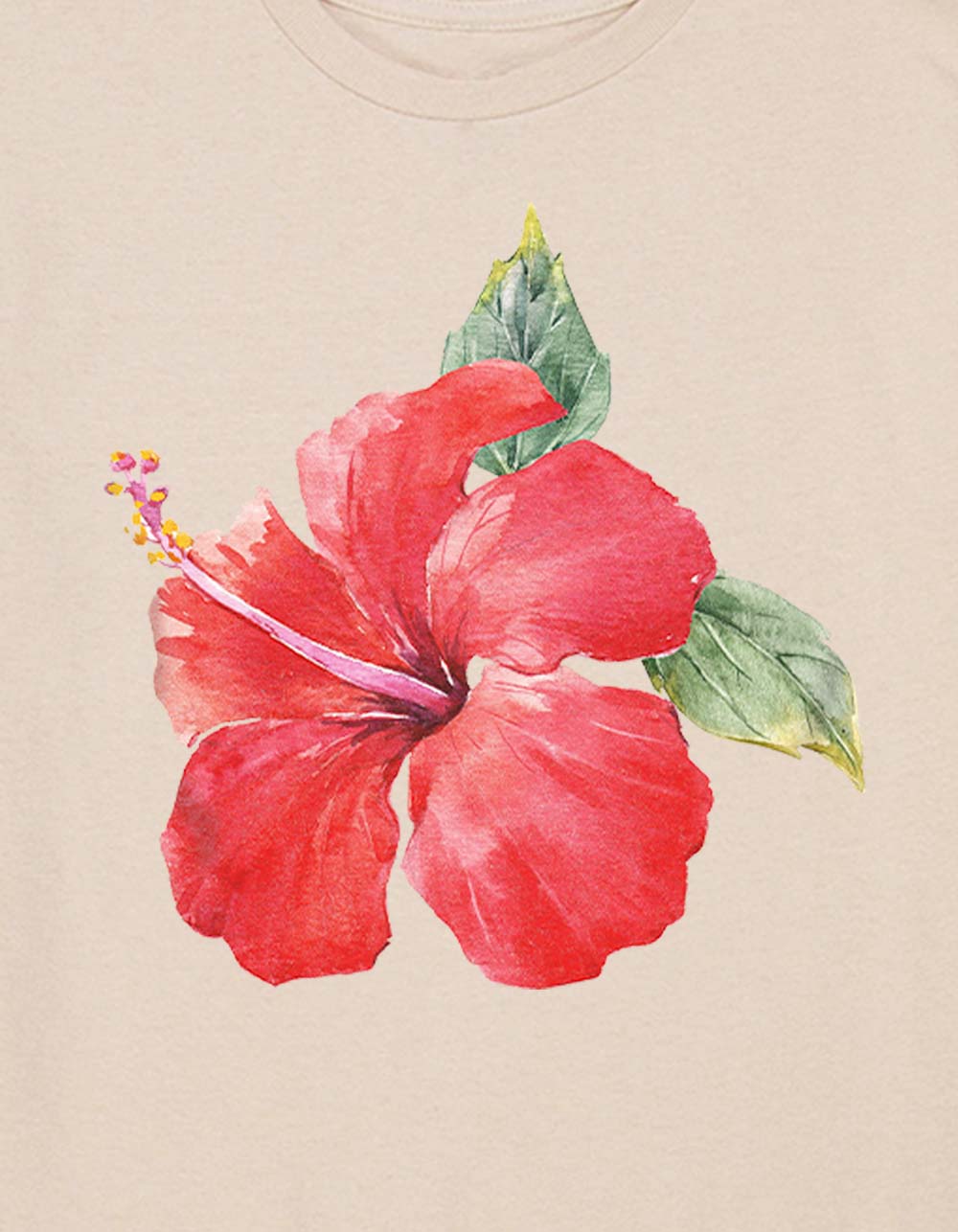 HIBISCUS Painting Unisex Kids Tee - SAND