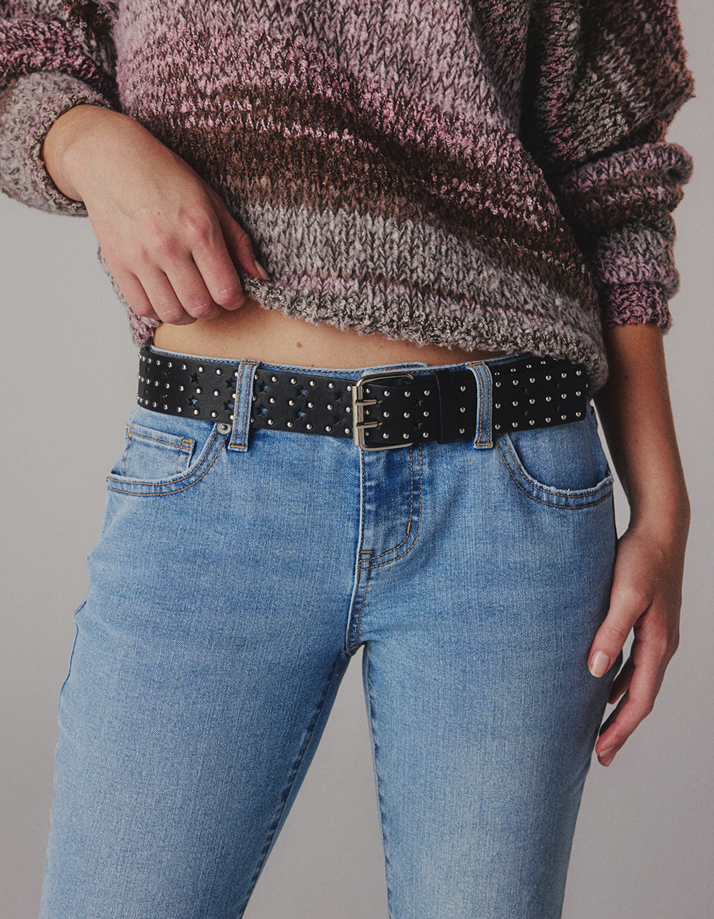 Lunar Star Studded Belt - BLACK