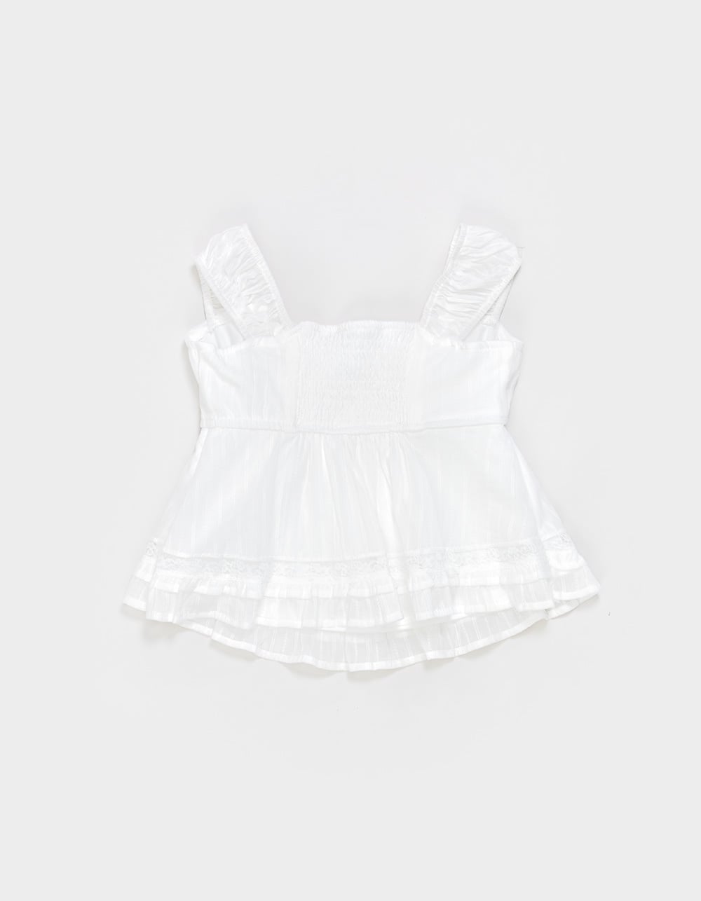 RSQ Girls Tie Solid Babydoll Top - WHITE
