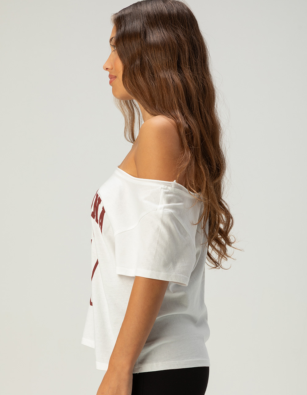 RSQ Womens Barcelona Off The Shoulder Tee - WHITE