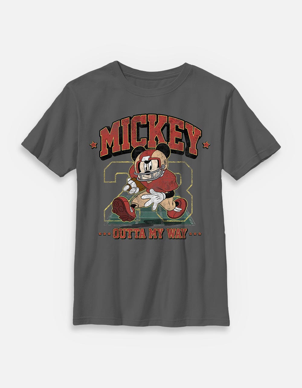 DISNEY Mickey Mouse Football Unisex Kids Tee - CHARCOAL