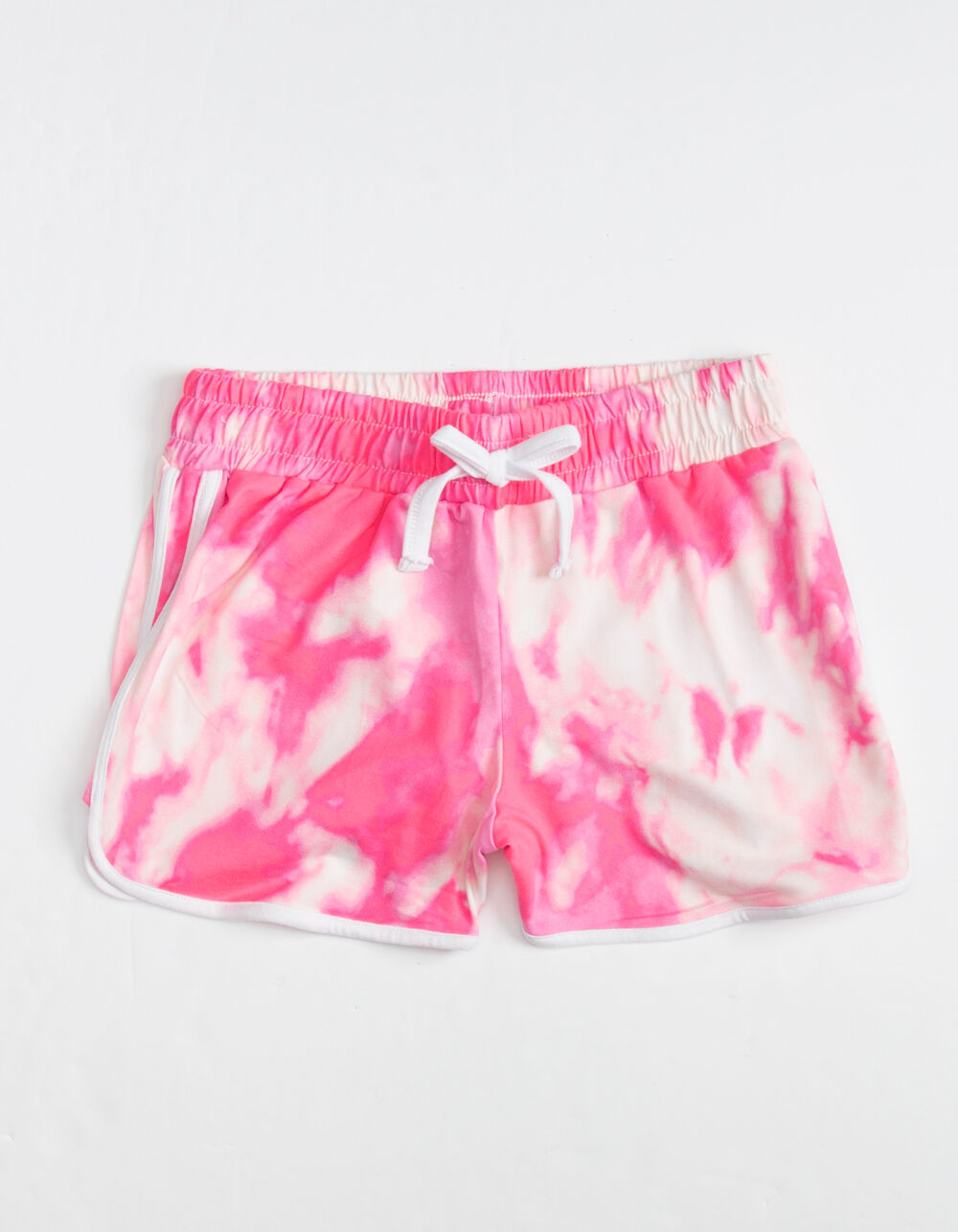 FULL CIRCLE TRENDS Tie Dye Contrast Piping Girls Shorts - PINK COMBO ...