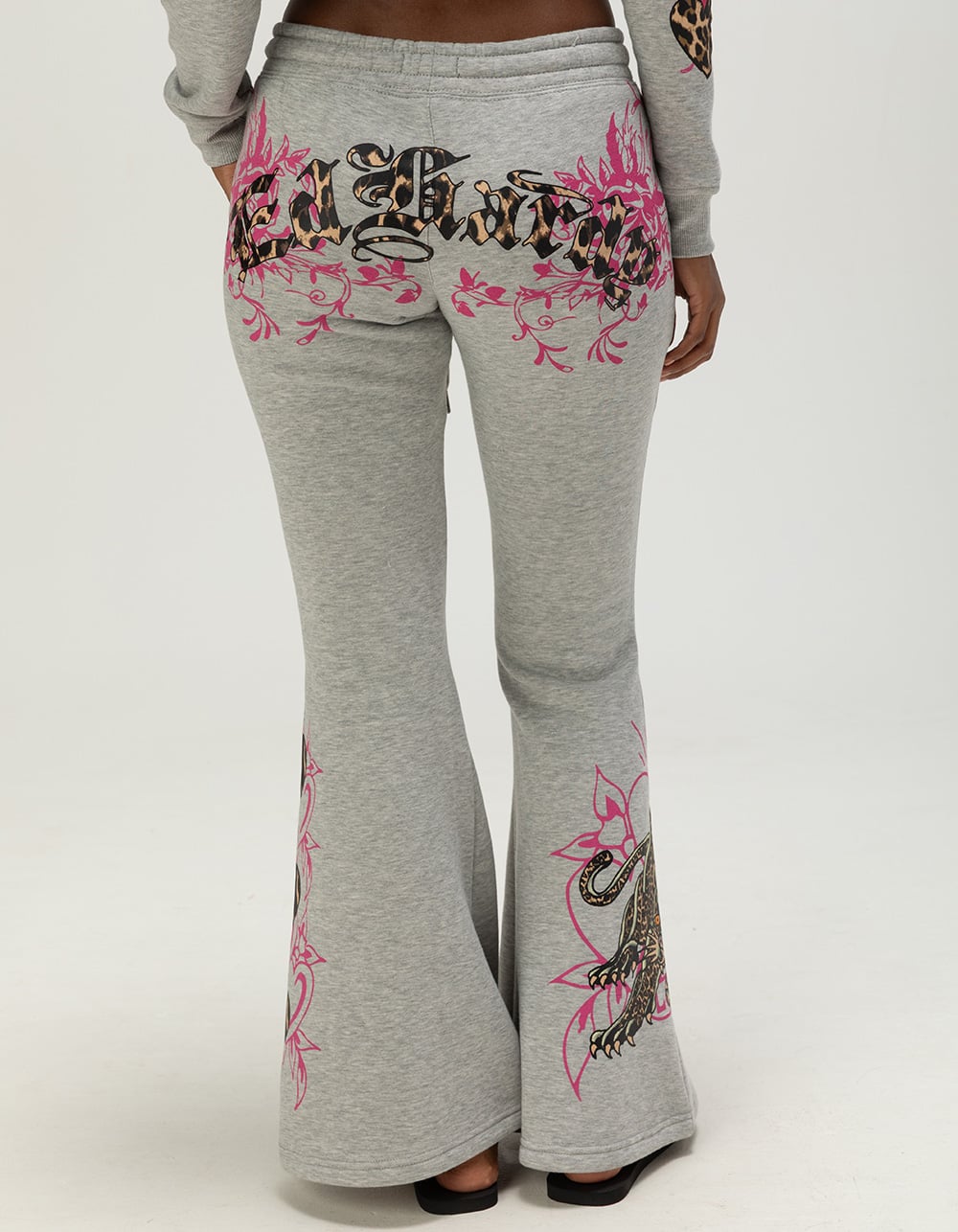 ED HARDY Leopard Womens Sweatpants - GRAY