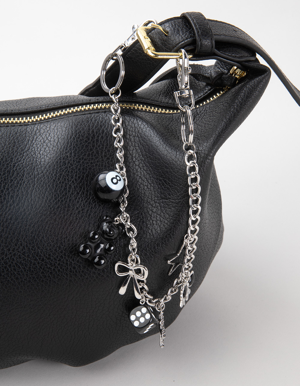 FULL TILT Multi Charm Punk Bag Charm Chain - SILVER