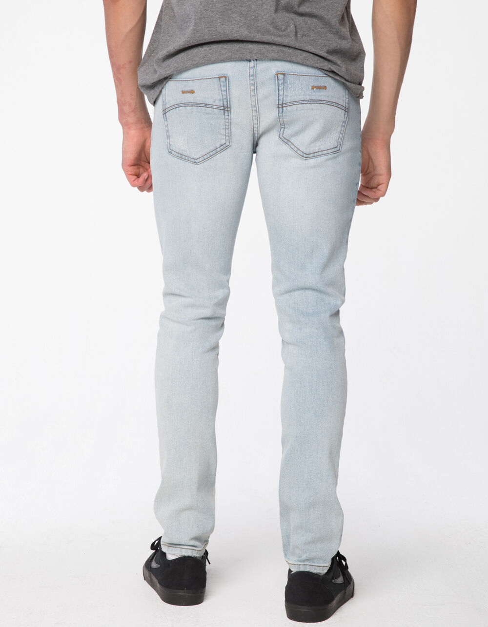 RSQ Toronto Slim Taper Light Indigo Mens Vintage Flex Ripped Jeans image number 3