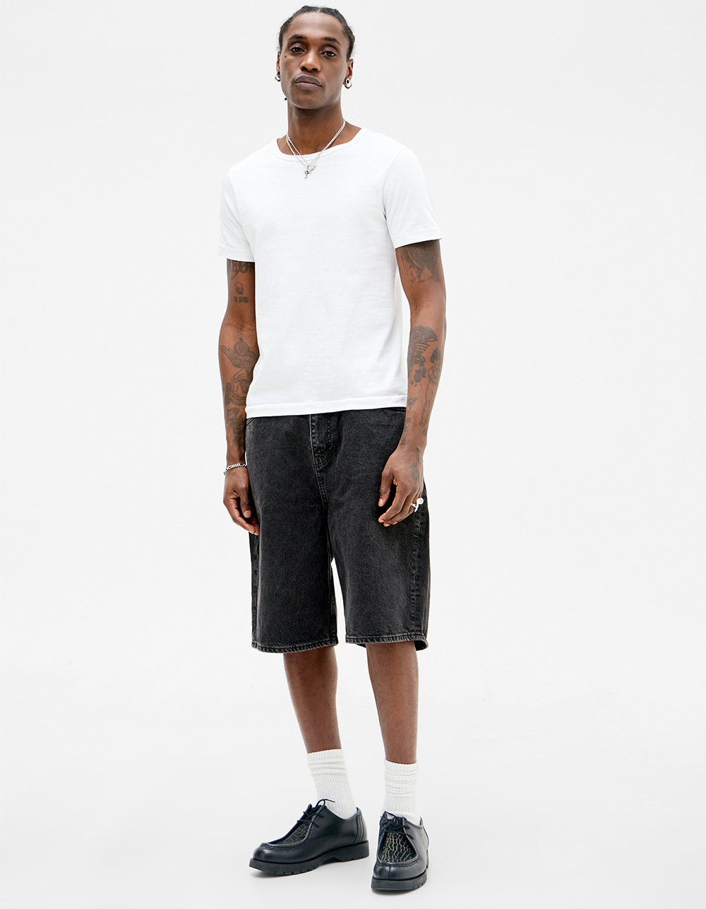 BDG Urban Outfitters Jack Mens Relaxed Wide Fit Shorts - BLACK