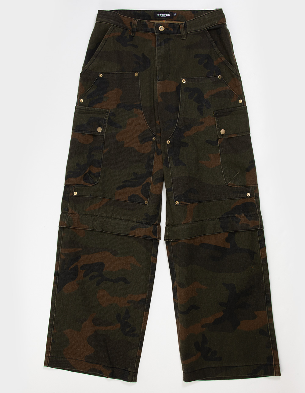 RSQ Mens Extra Baggy Zip Off Cargo Pants - CAMO