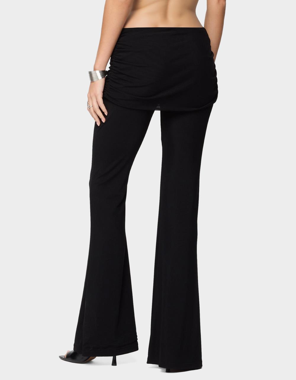 EDIKTED Halli Foldover Mini Skirt Pants - BLACK