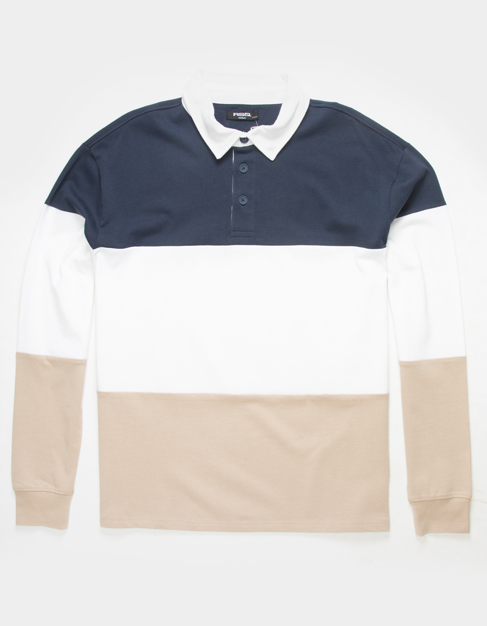 RSQ Mens TriBlock Rugby Shirt NAVY COMBO Tillys