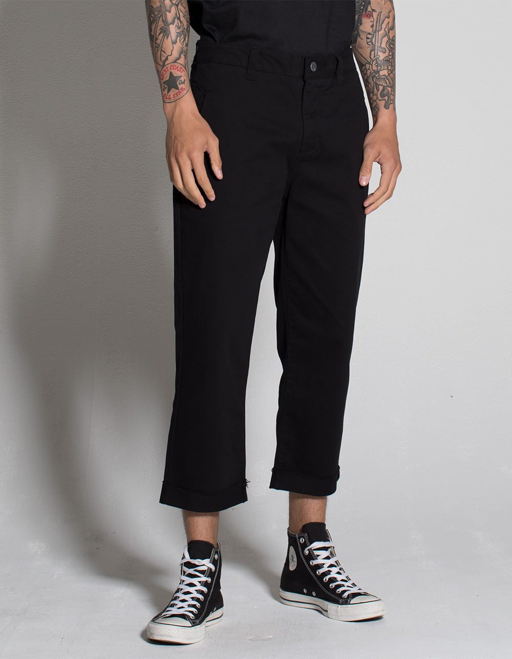RSQ Straight Cropped Black Mens Chino Pants image number 0