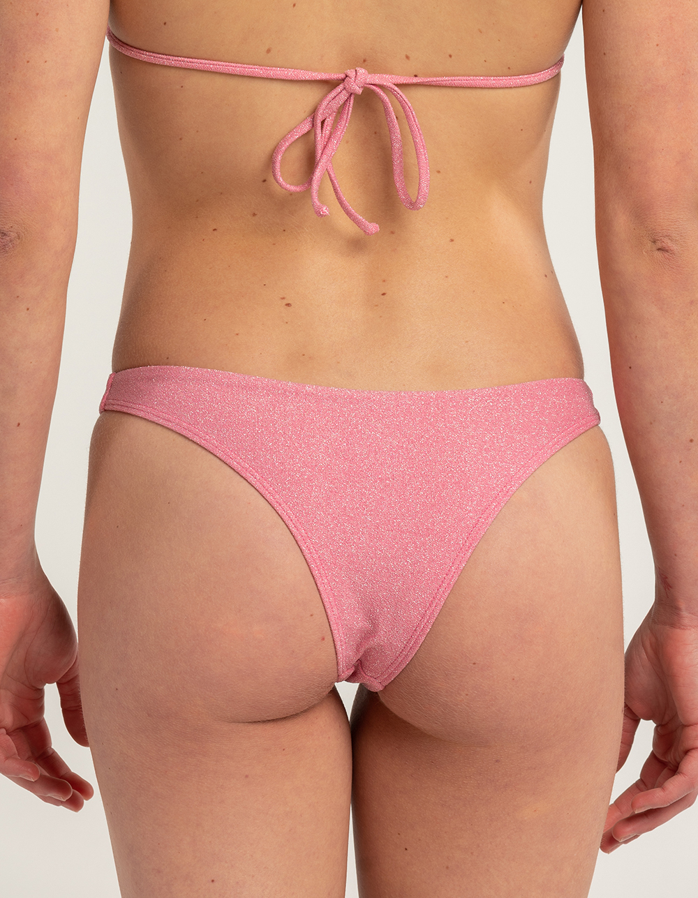 Rsq Skimpy Lurex Bikini Bottoms - Preppy Pink - X-Large