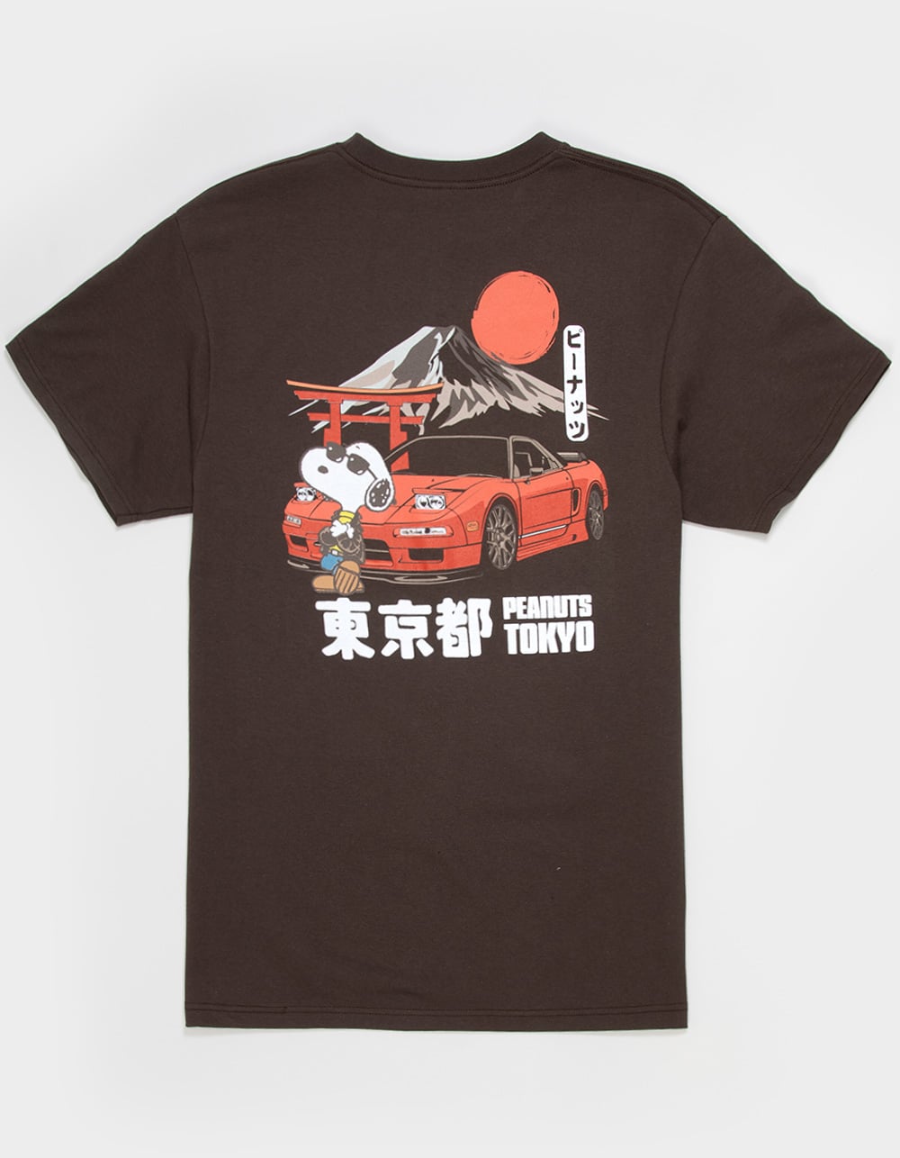 PLEASANT GETAWAY Peanuts Snoopy Tokyo Mens Tee - BROWN