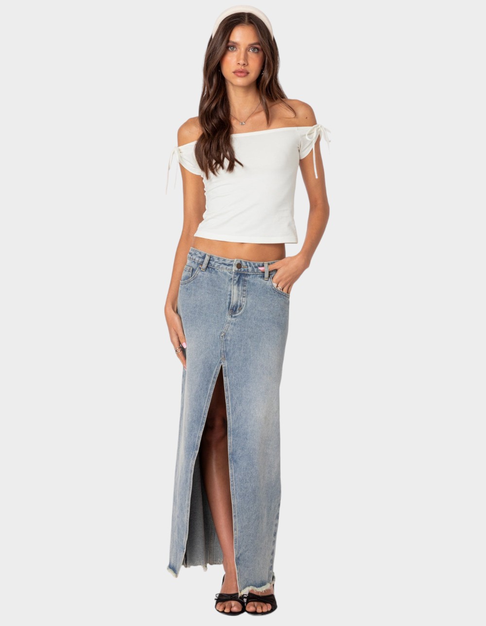 EDIKTED Jess Off Shoulder Top - WHITE
