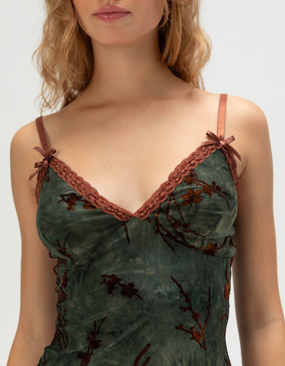 FULL TILT Flocked Womens Cami - TEAL GREEN