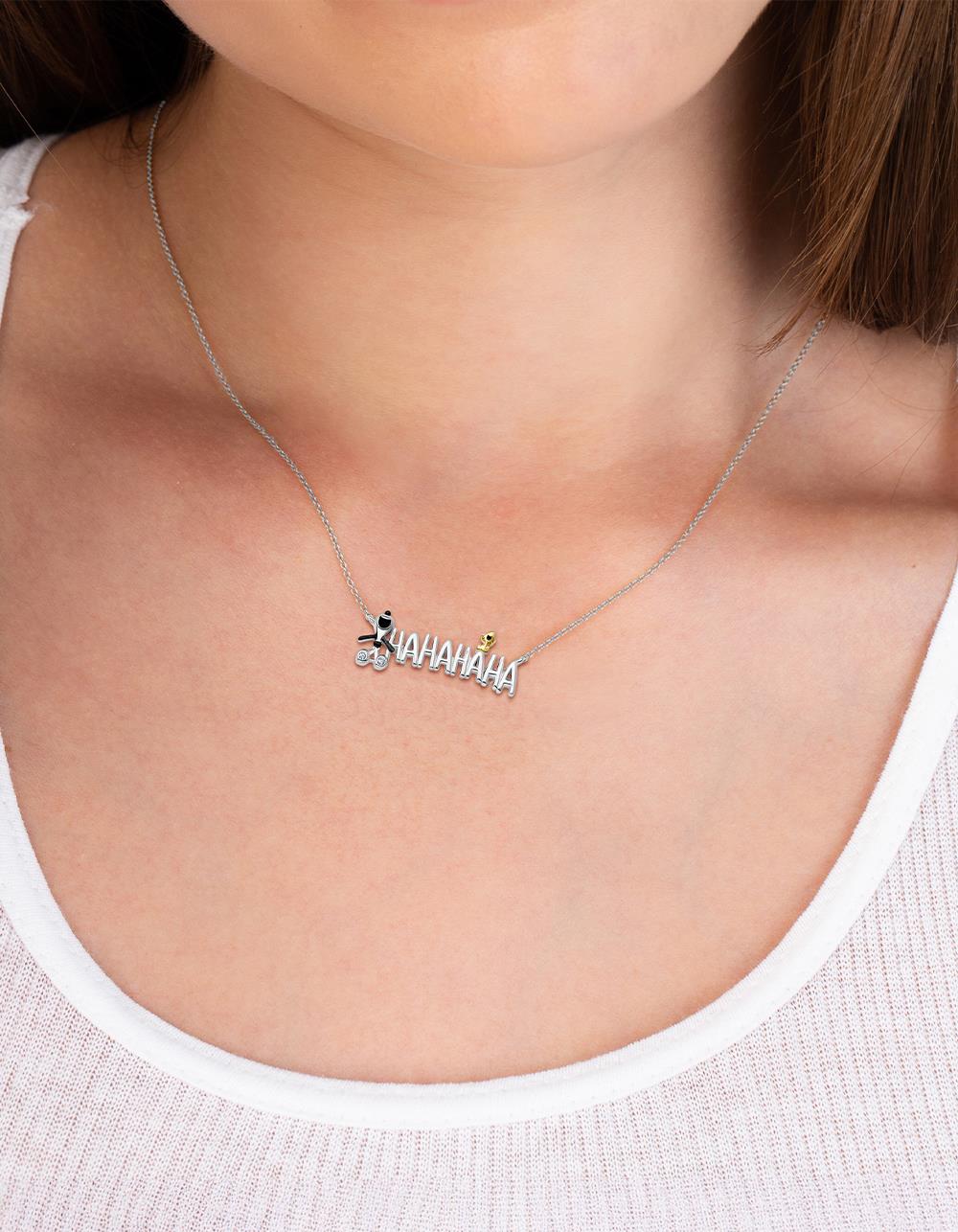 CRISLU Peanuts Ha Ha Ha Necklace - PLATINUM
