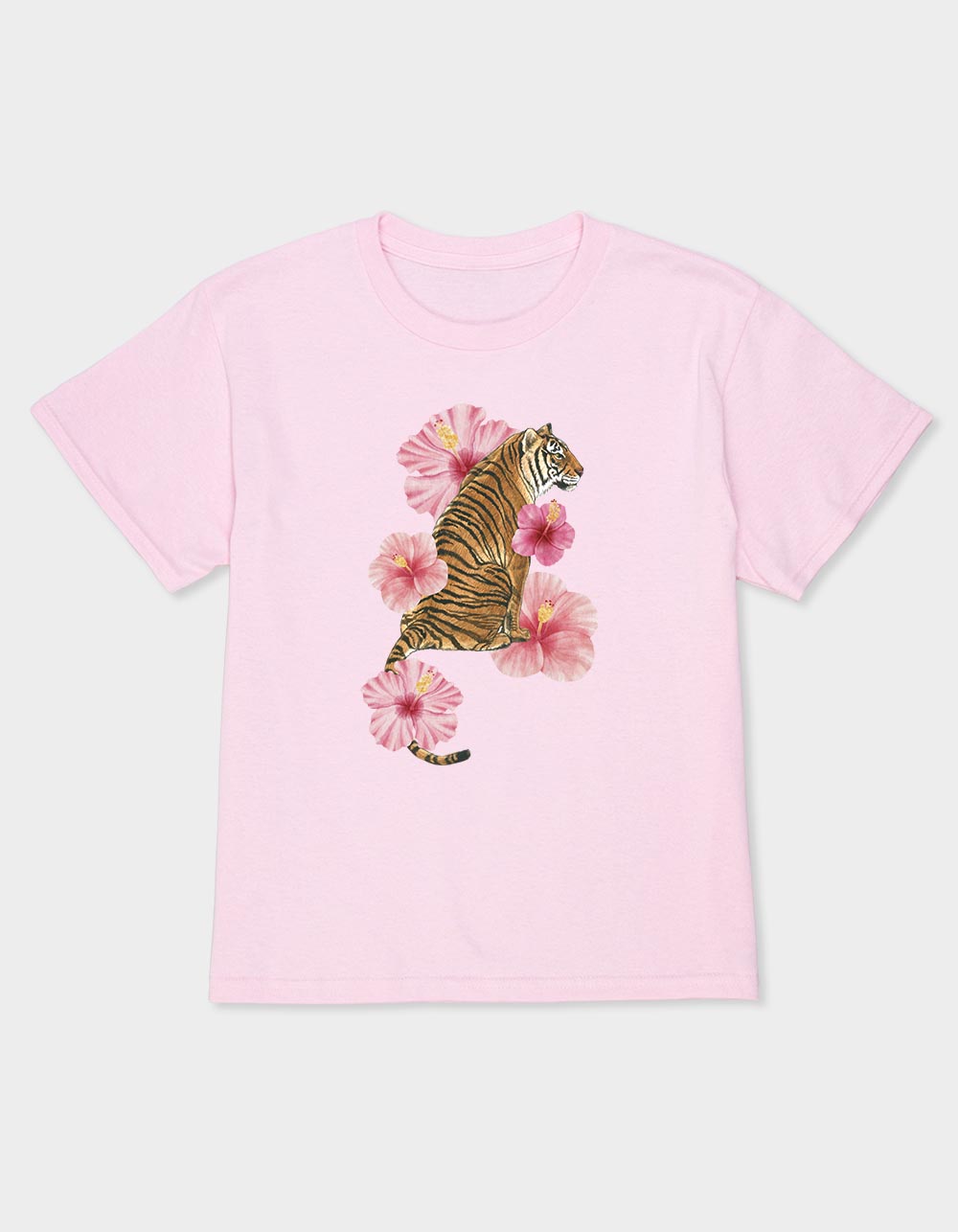 HIBISCUS Tiger Unisex Kids Tee - LIGHT PINK