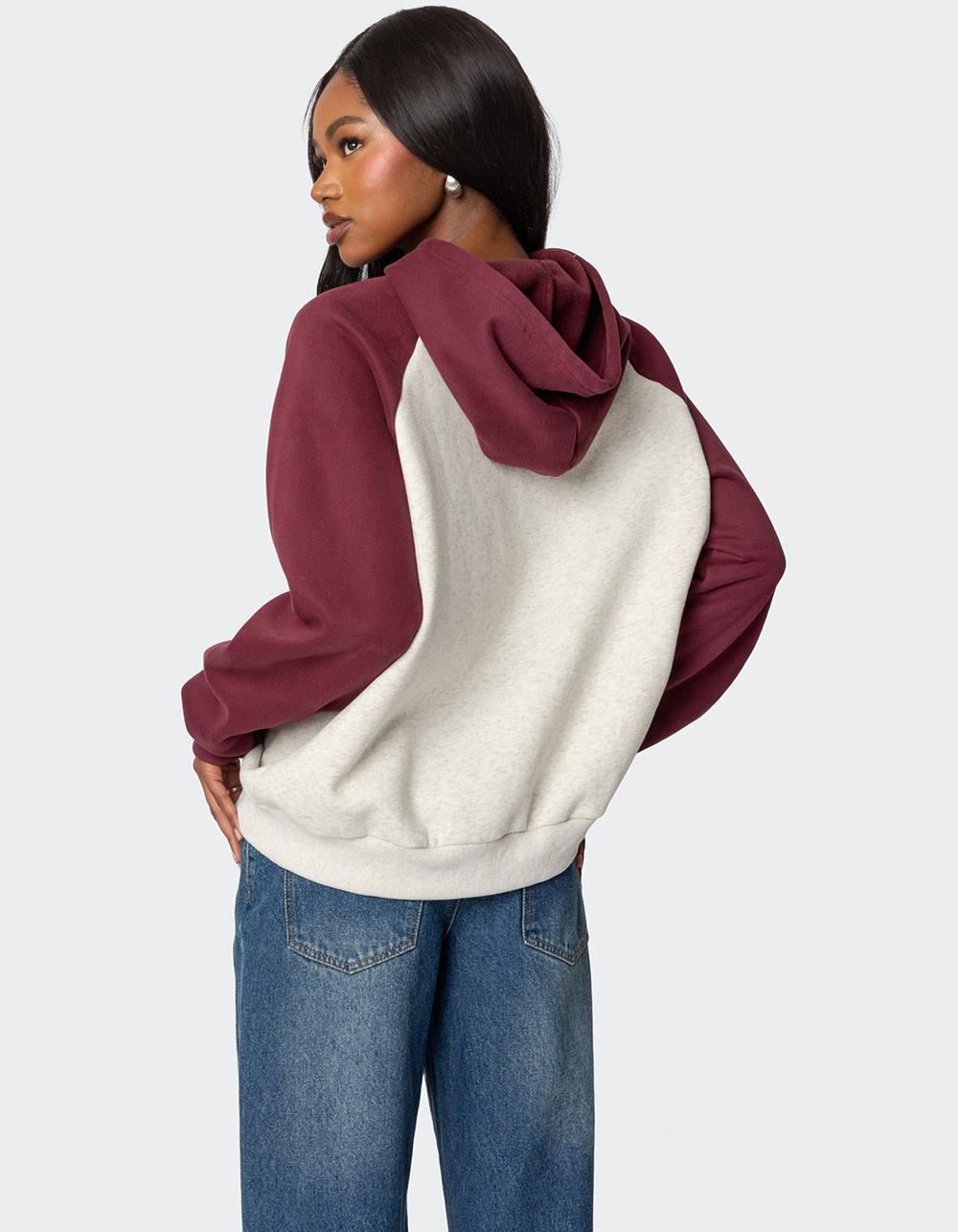 EDIKTED Raglan Bow Oversized Hoodie - GRAY