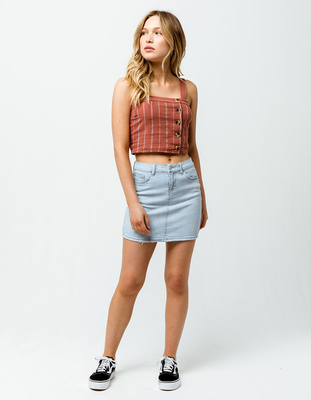 SKY AND SPARROW Asymmetric Button Front Rust Womens Cami - RUST | Tillys